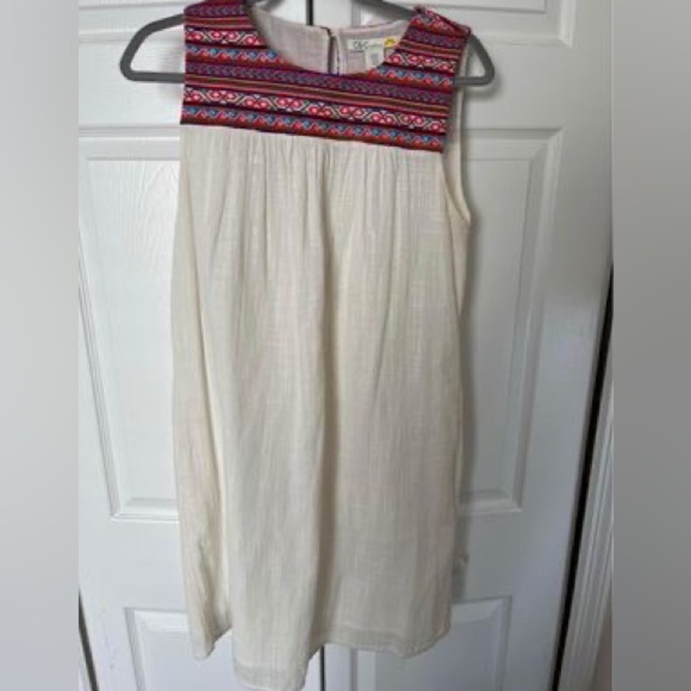 White dress with rainbow embroidered top